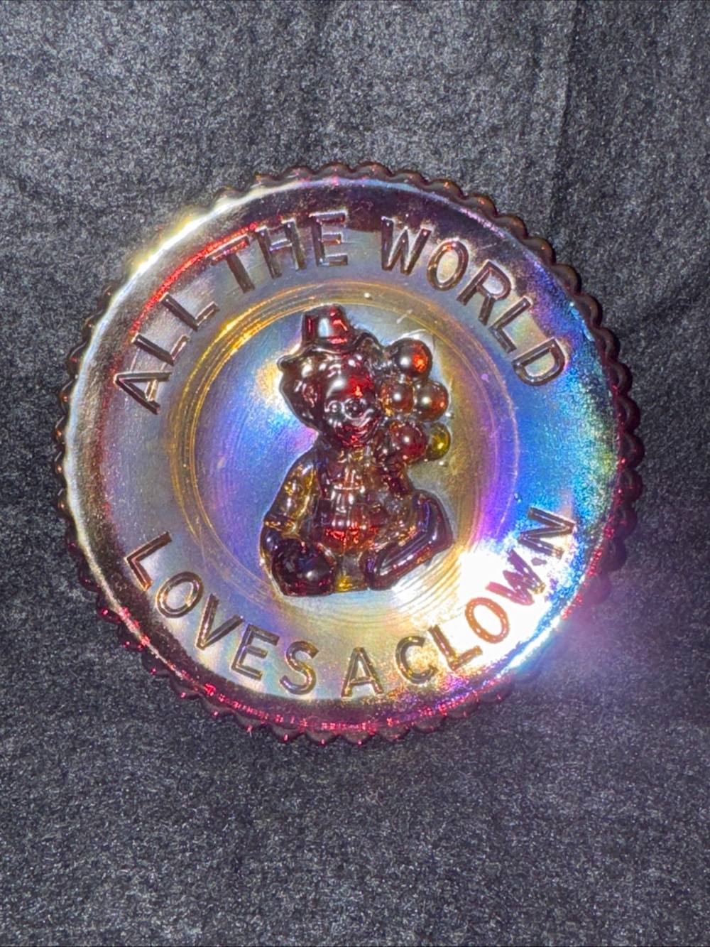 Mosser Art Glass Decorative Mini Plate Trinket Dish All the World Loves a Clown